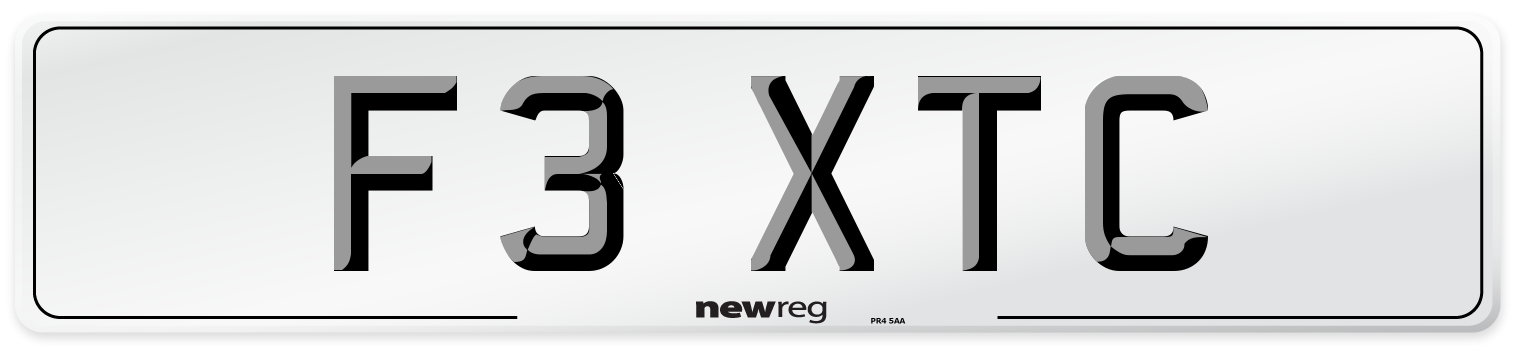F3 XTC Number Plate from New Reg